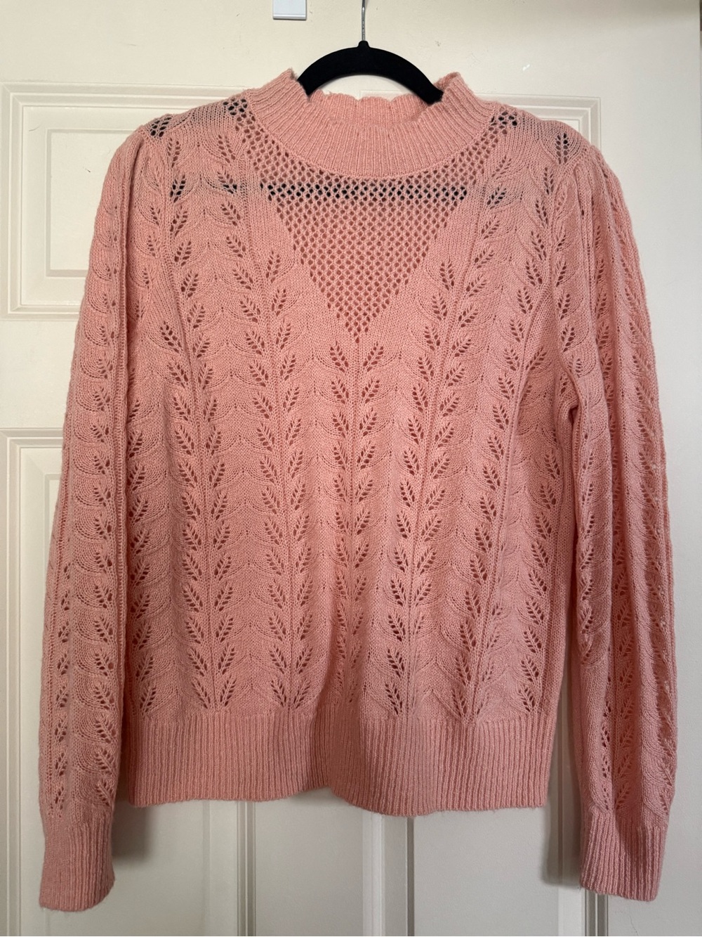 LOFT Dusty Pink Pointelle Mock Neck Sweater